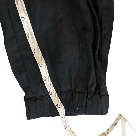 Caffe Marrakesh XL Black Linen Crop Pants Pockets Drawstring Waist Lightweight - Picture 4 of 8